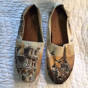 Hand painted Paris themed Toms